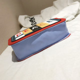 Red Fashion Casual Patchwork Letter Print Red Crossbody Bag