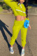 Yellow Sexy Solid Zipper Turndown Collar Long Sleeve Two Pieces