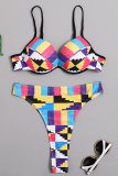 Multi-color Sexy Print Split Joint Swimwears