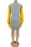 Grey Sexy Solid Split Joint O Neck A Line Dresses