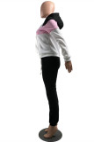 Red Fashion Casual Patchwork Basic Hooded Collar Long Sleeve Two Pieces
