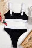 Blue Fashion Sexy Solid Split Joint Swimwears