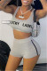 Grey Fashion Casual Letter Print Basic U Neck Sleeveless Two Pieces