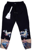 White Casual Print Patchwork Straight Mid Waist Straight Positioning Print Bottoms