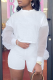 White Street Solid Mesh O Neck Long Sleeve Two Pieces