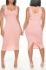 Pink Fashion Casual Solid Basic U Neck Vest Dress