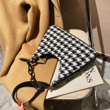 Deep Coffee Fashion Casual Plaid Shoulder Bags