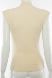 Apricot Casual Solid Split Joint Half A Turtleneck Tops