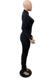 Red Sexy Solid Patchwork Zipper Collar Skinny Jumpsuits