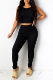 Yellow Casual Sportswear Solid Vests Pants O Neck Sleeveless Two Pieces