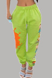 Multi-color Casual Sportswear Print Patchwork Straight Bottoms