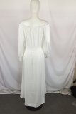 White Casual Solid Slit Off the Shoulder Irregular Dress Dresses
