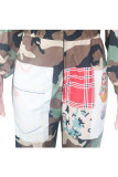 Camouflage Casual Print Polyester Long Sleeve Turndown Collar