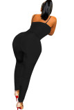 Black Fashion Sexy Solid Draped Sleeveless V Neck Jumpsuits