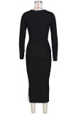 Red Sexy Solid Hollowed Out Split Joint Frenulum O Neck A Line Dresses