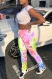 Pink Casual Print Regular Mid Waist Pencil Bottoms
