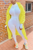 Yellow Fashion Casual Solid Cardigan Outerwear