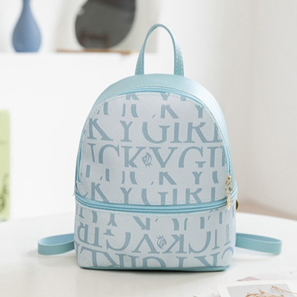 Blue Fashion Casual Letter Print Backpack