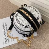 White Fashion Casual Patchwork Basketball Crossbody Bag