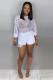 White Polyester O Neck Long Sleeve HOLLOWED OUT perspective Mesh Long Sleeve Tops