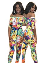 colour Polyester No belt Print Fashion sexy Jumpsuits & Rompers
