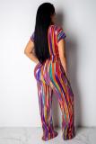 multicolor Street Fashion adult crop top Patchwork contrast color bow-knot asymmetrical Print Two Pie