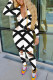 White Casual Print O Neck Regular Jumpsuits
