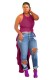 purple Fashion O-Neck Sleeveless Backless Solid Patchwork Regular Tees & T-shirts