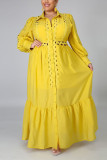 Yellow OL Notched Solid Plus Size