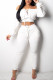 White venetian Sexy Solid Bandage Two Piece Suits pencil Long Sleeve Two Pieces