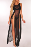 Black Sexy Solid See-through Swimwears
