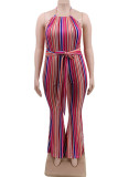 Red Fashion Sexy adult Ma'am Halter Striped Patchwork Stripe Plus Size