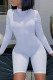 White Casual Solid O Neck Skinny Rompers