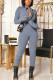 Gray Blue Casual Solid Without Belt O Neck Regular Jumpsuits