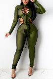 Rose Red Sexy Solid Without Belt O Neck Regular Jumpsuits