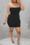 Red Sexy Casual Solid Backless Slit Strapless Sleeveless Two Pieces