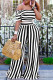 Black Fashion Casual Striped Print Basic Oblique Collar Short Sleeve Two Pieces