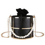 Black Fashion Pearl Decorative Crossbody Bag