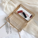 Champagne Fashion Patchwork Solid Chain Strap Crossbody Bag