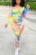 Yellow Casual Print Turndown Collar Long Sleeve Two Pieces