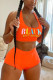 Orange Polyester Fashion Sexy Letter Two Piece Suits Straight Sleeveless Two Pieces