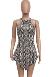 Silver Sexy zipper Coloured drawing Sleeveless O Neck Rompers