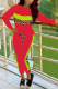 Red Casual Leopard Patchwork O Neck Long Sleeve Two Pieces