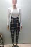 Red Fashion Casual Plaid Print Basic O Neck Long Sleeve Two Pieces
