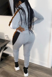 Black Casual Leopard Print Two Piece Suits Patchwork pencil Long Sleeve