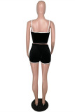 Blue Sexy Casual Solid Backless Spaghetti Strap Sleeveless Two Pieces