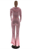 Red Fashion Casual Solid Basic Hooded Collar Long Sleeve Two Pieces