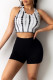 Black Casual Sportswear Print Basic O Neck Sleeveless Two Pieces