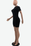 Black Sexy Solid Patchwork O Neck Regular Jumpsuits