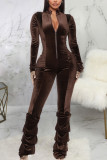Black Sexy Casual Solid Without Belt O Neck Regular Jumpsuits